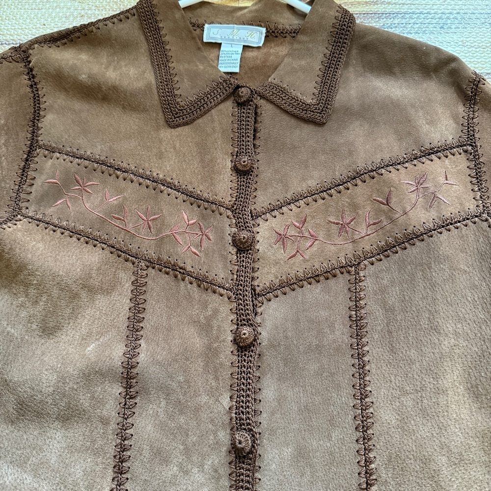 Brown Fringe Button-Front Jacket - image 4